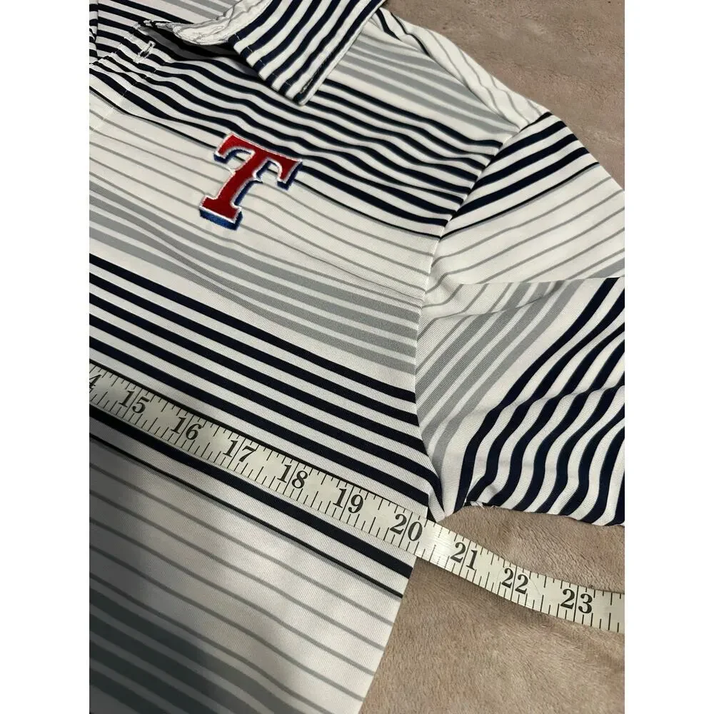 Columbia Golf Texas Rangers Polo Shirt Men's Size Medium Striped Baseball MLB - Picture 4 of 5
